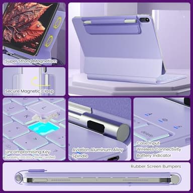 RAYMCRAFT for iPad 11th(A16, 2025)/10th Generation Case with Keyboard, Magic Keyboard 2022, Springy Backlit Keys, Stain-Resistant Surface, Multi-Touch Trackpad,Purple - Image 5