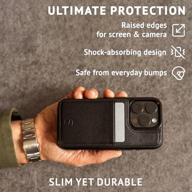 Vaultskin for iPhone 16 Pro Max Case - Slim Leather Case with Card Holder, Magnetic Closure and Drop Protection, Stylish Wallet Case for iPhone 16 Pro Max, Ideal Gift (Black, Eton) - Image 5