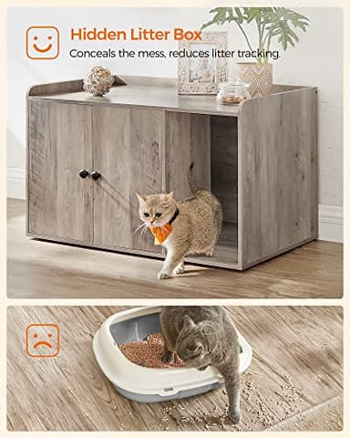 Feandrea Litter Box Enclosure, Cat Litter Box Furniture Hidden, with Front Entry, Modern Cat House for Indoor Cat, Kitty, Side End Table, 32.4 x 20.9 x 19.7 Inches, Greige UPCL001G01 - Image 6