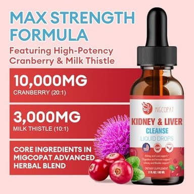 Kidney and Liver Cleanse Detox & Repair Drops, Cranberry and Milk Thistle Supplement with Artichoke, Astragalus, Horsetail – Natural Herbal for Liver, Kidney, Urinary Tract, Bladder, 60ml - Image 4