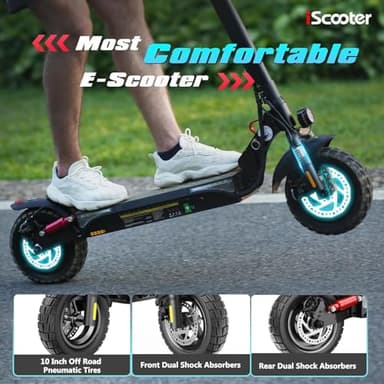 iScooter iX3 Electric Scooter,10" Off Road Pneumatic Tires,800W Motor E-Scooter Up to 25 Miles Range, Top Speed 25MPH, Adjustable Handlebar Height, Folding Commuting Escooter for Adults - Image 2