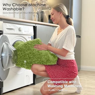 OLANLY 2x3 Machine Washable Small Bedside Rug, Soft Fluffy Shaggy Entryway Throw Rugs for Bedroom, Living Room, Indoor Floor Carpet for Kids Girl Boy, Nursery Rooms, Home Decor Aesthetic, Grass Green - Image 3