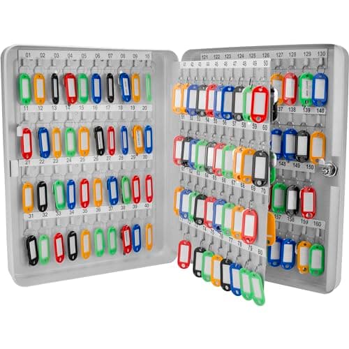 Barska 160-Position Key Cabinet Lock Box – Adjustable Numbered Hooks, Color-Coded Key Tags, Steel Construction – Gray Finish - Image 1