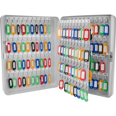 Barska 160-Position Key Cabinet Lock Box – Adjustable Numbered Hooks, Color-Coded Key Tags, Steel Construction – Gray Finish - Image 1