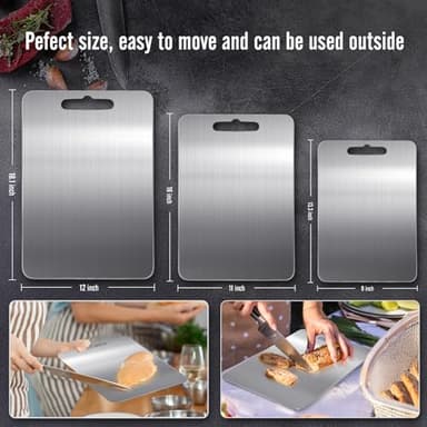 100% Titanium Cutting Board for Kitchen - Dishwasher Safe Chopping Boards with Handle, Reversible Charcuterie Board for Home Counter Outdoor Camping Housewarming Gifts for Women - Image 6