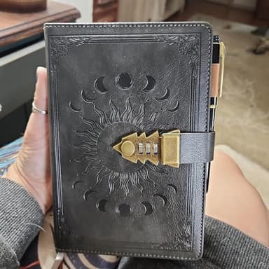 ZXHQ Lock Diary for Women & Men with Pen, A5 240 Pages Journal with lock, Vintage Edge Refillable Leather Journaling Notebooks, (8.5 × 5.9 Inch) Dark Grey - Image 2