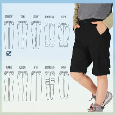 linlon Kids' Cargo Pants, Boy's Casual Outdoor Quick Dry Waterproof Hiking Climbing Convertible Trousers #9016-Black-L - Image 6