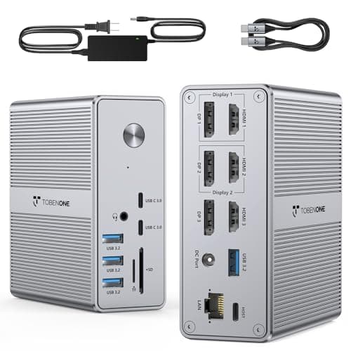 TobenONE DisplayLink Docking Station Triple Monitor with 120W Power Adapter, Triple 4K Display for MacBook Pro/Air, Thunderbolt 4/3, USB-C Windows(3X HDMI, 3X DP, 2xUSB-C, 4xUSB 3.2, SD/TF) - Image 1
