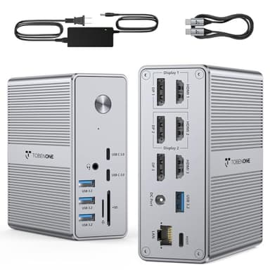 TobenONE DisplayLink Docking Station Triple Monitor with 120W Power Adapter, Triple 4K Display for MacBook Pro/Air, Thunderbolt 4/3, USB-C Windows(3X HDMI, 3X DP, 2xUSB-C, 4xUSB 3.2, SD/TF) - Image 1