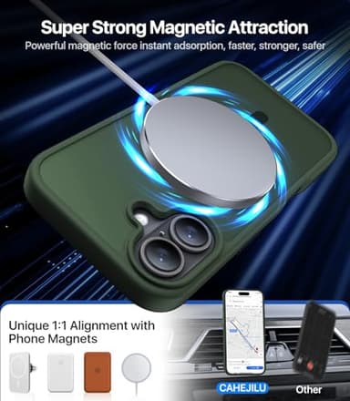 CAHEJILU Magnetic for iPhone 16 Case,[Compatible with MagSafe][Military Grade Drop Protection] Anti-Fingerprint Translucent Matte Shockproof Protective Case for iPhone 16 Phone Case 6.1",Alpine Green - Image 2