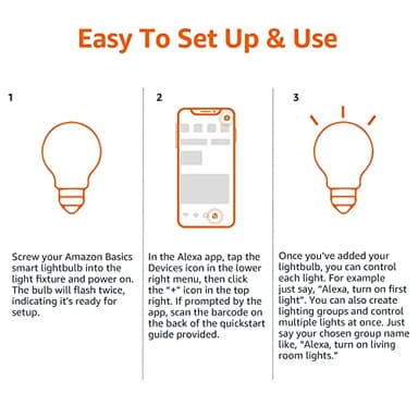 Amazon Basics Smart A19 LED Light Bulb, Color Changing, 9W (60W Equivalent), 800LM, Works with Alexa Only, 2.4 GHz Wi-Fi, No Hub Required, 1 Pack - Image 5