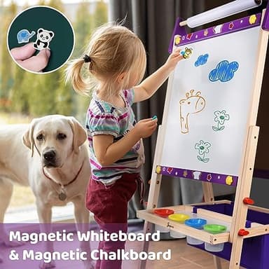 Joyooss Art Easel for Kids Easel for Toddlers,Adjustable Standing Wooden Toddler Easels Kid Whiteboard & Chalk Board Kids Dry Erase Board,Art Easel for Kid Age 2-4 4-8 9-12 Drawing Easels - Image 7