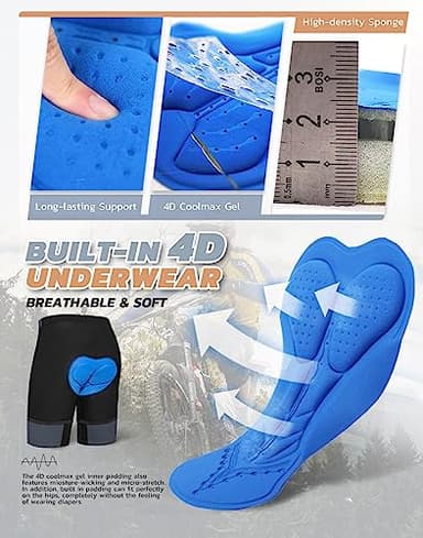 Ally Men's Mountain Bike Shorts 4D Padded Lightweight Loose-fit with Zipper Pockets for Biking Cycling Bicycle Riding Biker (Attached-pad DK Grey, X-Large) - Image 3