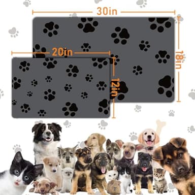 18"×30" Dog Food Mat-Absorbent Dog Mat for Food and Water, No Stains Quick Dry Cat Food Bowl Mat with Footprints for Messy Drinkers,Dark Grey - Image 4