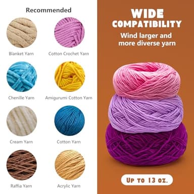 CozyBomB™ Yarn Winder | Electric Yarn Ball Winder, 13 oz Dual Strong Tension Knit Spinner for Crocheting, Automatic Crochet Wheel for Knitting Birthday Gift, Swift Weaving Ball Yarning Cake Roller - Image 6