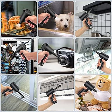 Compressed air Duster- Keyboard Cleaner for Office- no Canned Reusable- Good Replacement can -91000RPM Electric dusters-Compressed air Blower- Jet Fan- Snow Blower for car-7600mAh -pc Cleaning - Image 4