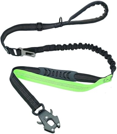 Heavy Duty Tactical Dog Leash 4-6 Foot Reflective Bungee with Frog Clip, Two Padded Traffic Handles for Large Dogs, Car Seatbelt - Image 2