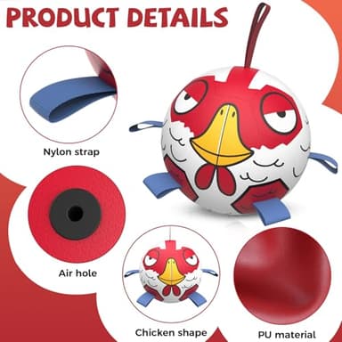 QDAN Dog Toys Soccer Ball with Straps - Durable Extra Large Dog Balls, Beach Pool Water Toys, Herding Balls (9 Inch) - Image 7