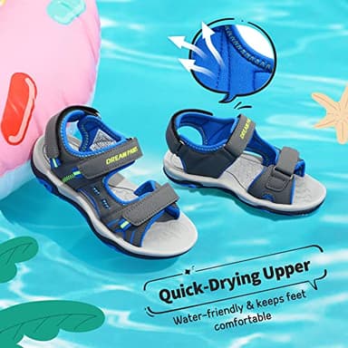 DREAM PAIRS Boys Girls Fashion Athletic Summer Sports Sandals(Toddler/Little Kid/Big Kid),Size 1 Little Kid,Dark/Grey/Royal/neon/Green,170891_K - Image 2
