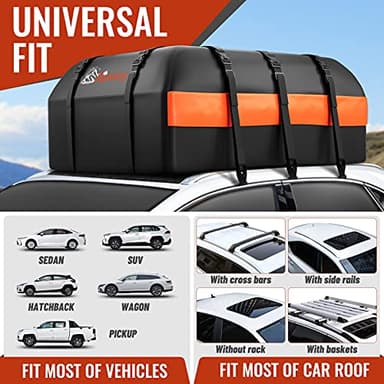 Car Rooftop Cargo Carrier - 21 Cubic Feet, 100% Waterproof Heavy Duty 840D Car Roof Bag for All Vehicles with/Without Racks - Anti-Slip Mat, 6 Door Hooks, Storage Bag, 2 Extra Straps - Image 5