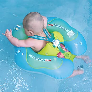 Free Swimming Baby Inflatable Baby Float with Sun Canopy Size Improved Infant Pool Floaties Swimming Pool Toys for The Age of 3-36 Months (Blue, Large) - Image 2