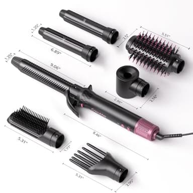 7-in-1 Hair Dryer Brush & Hair Styler, Fast Drying Blow Dryer & Curling StylingTool, Hot Air Styler No Heat Damage, Powerful Multi-Styler for Curling Volumizing Straightening Styling (Blush Pink) - Image 9