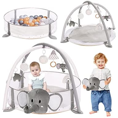 5-in-1 XL Large Baby Gym & Ball Pit, Play Mat & Play Gym, Combination Baby Activity Gym with Milestone Cards for Sensory Exploration and Motor Skill Development, Balls are not Included - Image 1