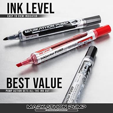 Pentel Markathon Pump Permanent Marker, Chisel Tip, Assorted Colors, 4 Pack (NLF60XBP4M) - Image 7