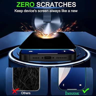 IMBZBK [Auto-Dust Removal] 3 Pack Privacy Screen Protector for iPhone 17 Pro [6.3 INCH] Anti Spy Private Accessories, Case Friendly Film, Military Grade Tempered Glass 3 Camera Lens Protector - Image 7