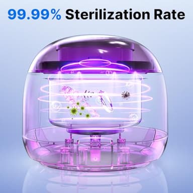 CXRUY Ultrasonic Retainer Cleaner - UV Dental Cleaning Pod Night Guard Cleaner for Dentures, Aligner, Braces, Toothbrush Heads, Jewelry (White) - Image 4