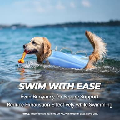 VIVAGLORY Neoprene Dog Life Vest, Dog Life Jacket for Swimming & Boating, Lightweight & Buoyancy for Puppy Doggy, Swimming Vest with Handle, XL, Blue Wave - Image 3