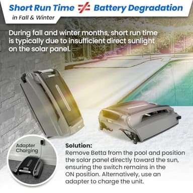 Betta SE Plus - Solar-Powered Robotic Pool Skimmer with 24/7 Continuous Cleaning Power, Dual Charging Options, Twin Salt Chlorine Tolerant Motors, and Shallow Water Safeguard - Image 5