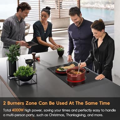 Zarbaco 2 Burner Electric Cooktop 24 Inch, 4000W Electric Stove Top with Built-in Design, 220-240V Knob Control Radiant Ceramic Cooktop with Safety Lock, 9 Level Power, Timer - Hard Wire - Image 7