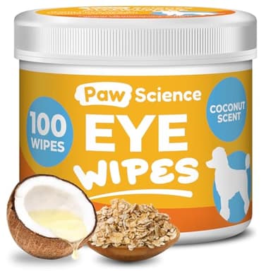 Paw Science Dog Eye Wipes - Hypoallergenic Eye & Face Wipes for Dogs, Cats, & Puppy - Pet Tear Stain Remover & Cleaner - Gently Cleans & Removes Discharge, Crust, & Gunk (Coconut) - Image 1