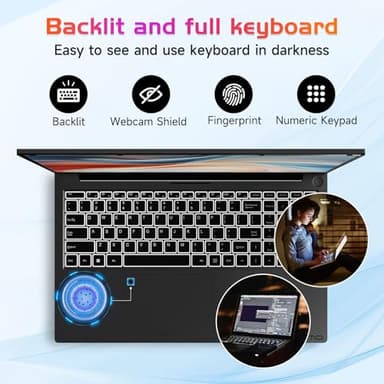 NIMO 17.3" IPS FHD-Laptop, Intel 6 Cores i3-1215U 64GB RAM 1TB SSD (Beat Ryzen 5 7520U, Up to 4.4GHz) Computer with 65W GaN Type C Backlit Keyboard Fingerprint, for Home Student and Business Gray - Image 5