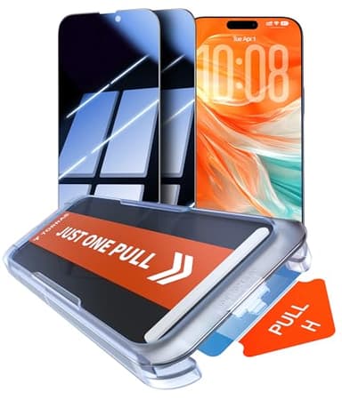 TORRAS Uncrackable 9H+ for iPhone 16 Pro Max Privacy Screen Protector [ 12FT Military-Grade Anti Shatter] [Top 25° Anti Spy, Data Protection] Full Coverage Tempered Glass, 2-Pack 6.9" - Image 1