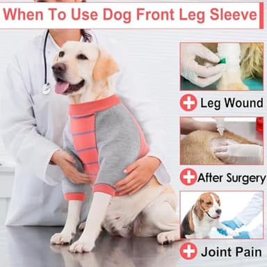 KOESON Dog Recovery Sleeve,Soft Dog Surgery Recovery Suit Front Legs Dog Sleeves for Wounds Front Legs,Dog Leg Sleeve to Stop Licking Dog Elbow Protector,Dog Cone Collar Alternative Orange - Image 4