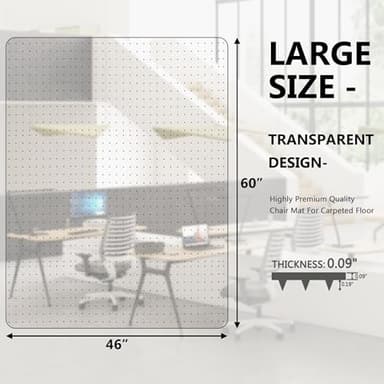 Amyracel Large Chair Mat for Carpet, 60'' x 46'' Clear Computer Desk Chair Mat for Low Pile Carpeted Floors, Easy Glide Plastic Floor Mat for Office Chair on Carpet Protection - Image 6