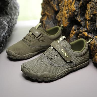 KUBUA Kids Barefoot Shoes Boys Girls Running Walking Sports Minimalist Zero Drop Sneakers Naturally Lightweight Splay Shoes C Khaki 4 Big Kid - Image 5