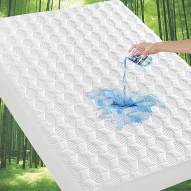 GRT Waterproof Mattress Protector Full, Rayon Bamboo Mattress Protector Cooling Breathable, 3D Air Fabric Soft Mattress Cover with 6-26 inches Deep Pocket, Mattress Pad Machine Washable - Image 1