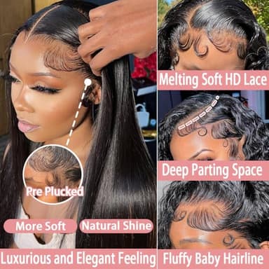 KUKAO 30 Inch Straight 13x6 Lace Front Wigs Human Hair Pre Plucked HD Transparent Glueless Wig Human Hair 180 Density Lace Front Wigs with Baby Hair Lace Frontal Wigs for Black Women - Image 2