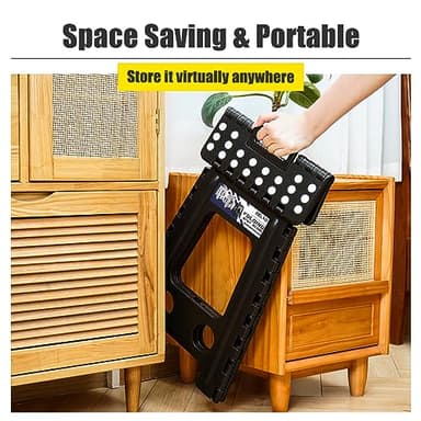 Delxo 17.5 Inch Folding Step Stool,Foldable Stool for Adults with Safety Lock,Portable Collapsible Plastic Step Stool,Non Slip Folding Stools for Kitchen Bathroom Bedroom Up to 400LBS,(Black 1PC) - Image 8