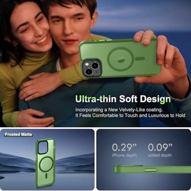 Vlanxie Magnetic for iPhone 13 Case/iPhone 14 Case, [Compatible with Magsafe & Military-Grade Protection] Slim Translucent Matte Phone Case for iPhone 13/14 6.1 inch,Midnight Green - Image 5