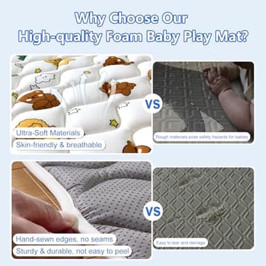 Premium Foam Baby Play Mat for Floor 79" X 71", Extra Large Soft Thicker Activity Playmats for Babies, Toddlers, Infants, Play & Tummy Time, Foldable & Machine Washable Baby Crawling Mat - Image 3