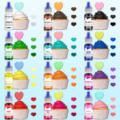 Cherrysea 12 Colors Food Coloring Set - Vibrant Liquid Food Colors Frosting Dye Tasteless for Cake Decorating, Easter Egg, Royal Icing, Fondant, Macaron - 0.25 Fl. oz/Bottles - Image 2
