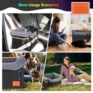 Dog Car Seat - Small Dogs Waterproof Booster Clip-on Harness and Thick Memory Foam Padding Pet Travel Bed Small Dog Car Seat Cover (Black, Small) - Image 7