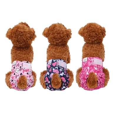 CuteBone Dog Diapers Female Washable Small Medium Large 3 Pack Reusable Doggie Diapers Puppy Period Pants for Doggy Heat Cycle Peeing D70S - Image 5