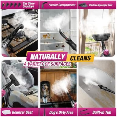 Handheld Steam Cleaner, Multi-Purpose Pressurized Steamer with Safety Lock & 14 Accessories, 450ML Tank for Home, Car, Furniture, Grout, Upholstery, Couch Cleaning (Purple) - Image 4