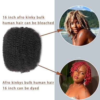 YuDragonFt Afro Kinkys Bulk Human Hair 16-Inch 30g/bundle Natural Black Mini Twist Human Hair for Microloc Loc Repair Twist Braids - Bleachable and Dyable (1 B 16 Inch) - Image 4