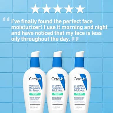 CeraVe Oil Control Moisturizing Gel-Cream, Face Moisturizer for Oily Skin, Niacinamide, Hyaluronic Acid & Oil Absorbing Technology To Rebalance Oily Skin, Non-Comedogenic, Fragrance Free & Oil-Free - Image 6